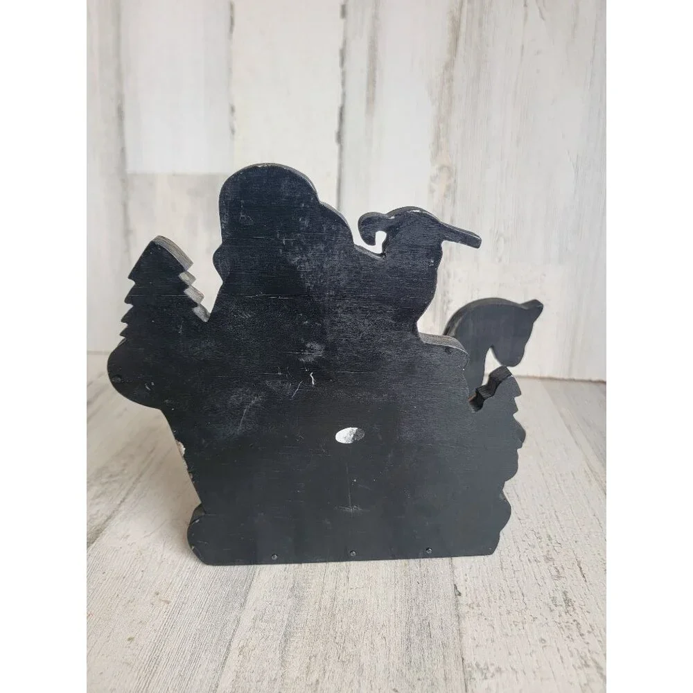 Vintage Santa Claus sleigh card napkin holder horse‎ Xmas figure